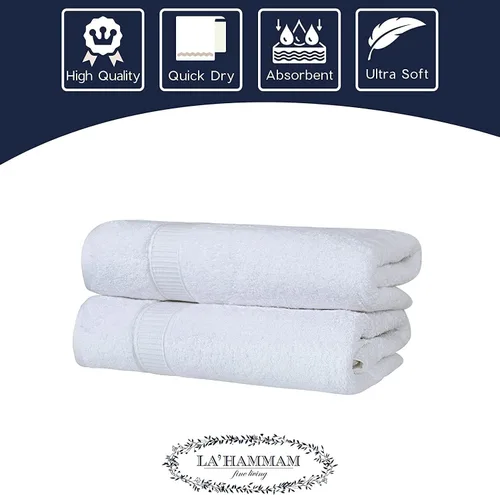 Miniatura 4 de Toallas de baño personalizadas para baño, hotel, spa, piscina, dormitorio universitario, súper suaves, altamente absorbentes, algodón turco Blanco