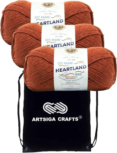 Miniatura 50 de Lion Brand Heartland Capitol Reef 136-140 (3 cadejos - mismo lote de tinte) Hilo estambre medio #4 acrílico para crochet y tejer con bolsa