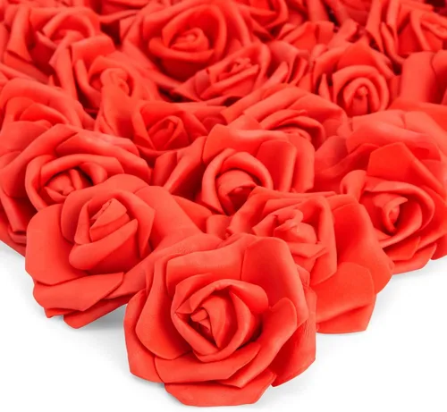 Miniatura 12 de Juvale – 100 unidades de rosas artificiales para decoración de bodas, baby showers, manualidades, 3 pulgadas Azul