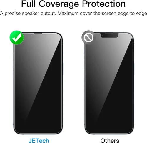 Miniatura 2 de JETech - Protector de pantalla de cobertura completa para iPhone 14 Plus de 6.7 pulgadas, película de vidrio templado 9H, compatible con fundas