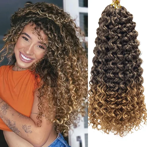 Miniatura 28 de 8 Paquetes de Cabello Rizado con Ganchillo GoGo, Cabello Rizado con Ganchillo para Mujeres Negras, Trenzado de Onda Profunda, Cabello Sintético