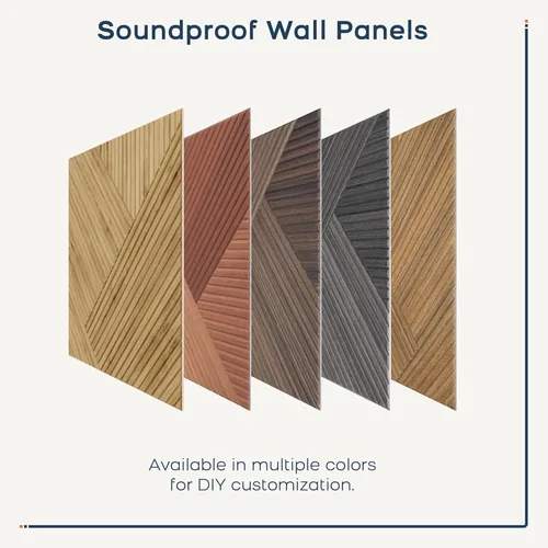 Miniatura 7 de BUBOS Paquete de 6 paneles de pared de madera acústica, paneles absorbentes de sonido de 23.6 x 23.6 pulgadas con respaldo adhesivo completo