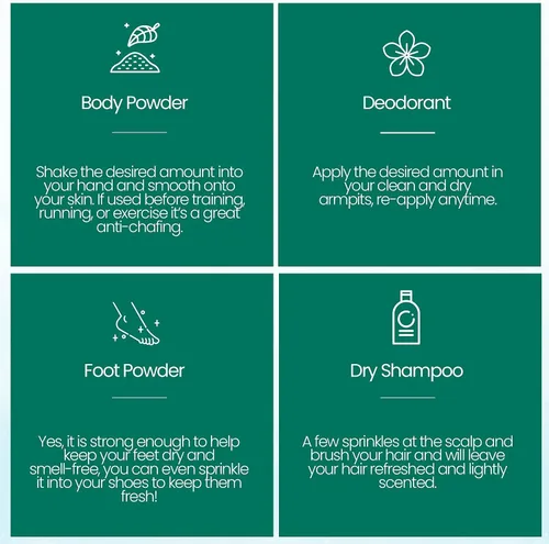 Miniatura 3 de BeNat Polvo corporal natural sin talco para hombres, mujeres, niños y bebés, máxima comodidad, absorbe la humedad, desodorante corporal natural