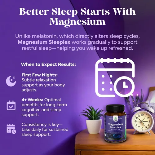 Miniatura 4 de Suplemento de magnesio para dormir de alta absorción - Soporte de descanso Magtein magnesio L-treonato y apigenina teanina para dormir y descansar