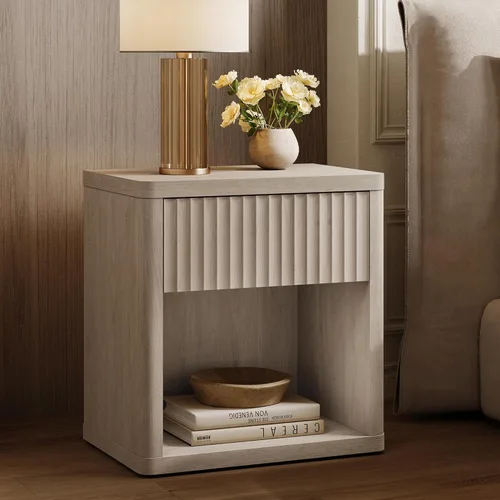 Miniatura 13 de SICOTAS Mesita de noche con cajón grande de 24 pulgadas de alto, moderna y acanalada, mesita de noche ancha para dormitorio, sofá, oficina en casa