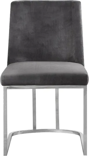 Miniatura 6 de Meridian Furniture Heidi Collection Modern - Silla de comedor tapizada de terciopelo contemporáneo con marco de metal cromado pulido, juego de 2, 19