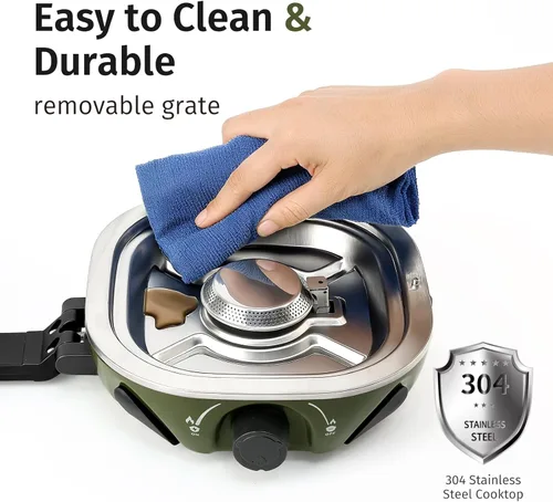 Miniatura 4 de INFOOD Estufa de camping de propano de 20,000 BTU – Estufa de gas portátil de 2 quemadores con control de llama ajustable, encendido piezoeléctrico