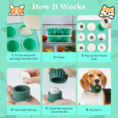 Miniatura 3 de Molde de silicona para perros de 9 cavidades con tapa para marioneta y marioneta masticadora eléctrica, moldes de silicona para perros congelados