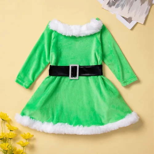 Miniatura 5 de Traje de fiesta de Navidad para bebés y niñas conjunto de 2 unidades sin espalda línea A vestido de niña