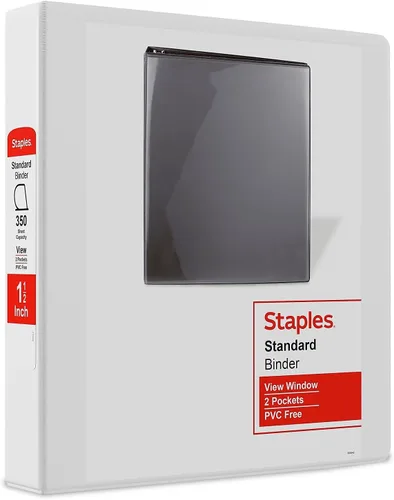Miniatura 10 de Staples Carpeta de 3 anillas, anillo en D de 1 pulgada, negro, organizador compacto para el hogar, la oficina y la escuela, con capacidad para hasta