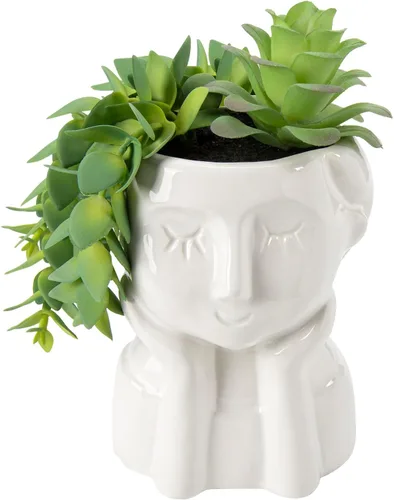 Plantas suculentas falsas en macetas de cerámica, plantas falsas en macetas, plantas falsas de interior para oficina, escritorio, estante,