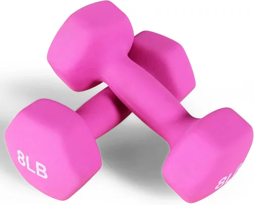 Miniatura 8 de Fitvids Neoprene Dumbbell Hand Weights, Anti-Slip, Anti-roll, Hex Shape Colorful, Pair or Set with Stand