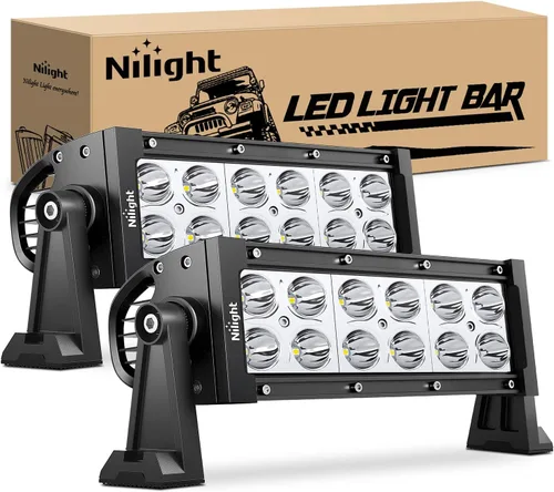 Nilight Barra de luz LED, 2 unidades, 7.5 pulgadas, 36 W, 2520 lúmenes, LED, vainas LED antiniebla, parachoques de techo, trabajo todoterreno para