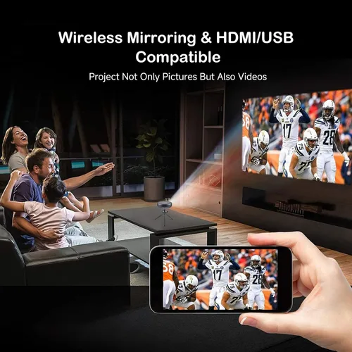 Miniatura 5 de iSpace2 Mini proyector inteligente, proyector portátil de 1080P con WiFi y Bluetooth, altavoz Bluetooth de 360°, trípode incluido, proyector de Gris