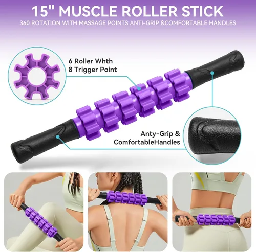 Miniatura 3 de Krightlink Juego de rodillos de espuma 5 en 1, masajeador de tejido profundo de alta densidad para masaje muscular, rodillo de masaje, bola