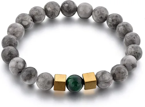 Ino 0.315pulgadas, chacras protectores y brazalete curativo para hombres o mujeres amatista, cuarzo rosa, howlita, ágata de musgo, y Mai Fan