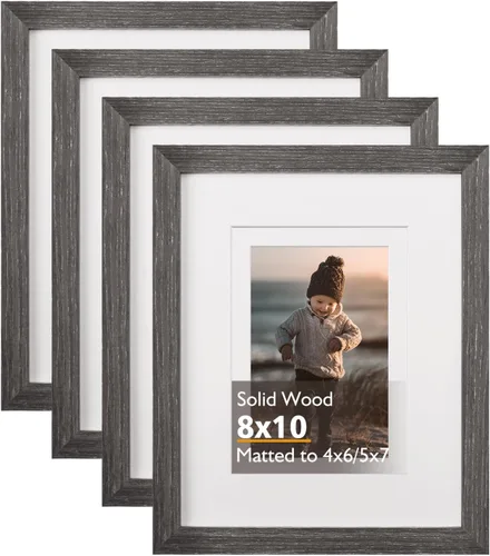 Miniatura 21 de KINLINK Marco de fotos de 3.5 x 5 pulgadas, color negro ceniza, marcos de madera maciza con plexiglás para mesa y montaje en pared, marcos de fotos