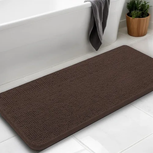 Miniatura 33 de Alfombras de baño en forma de U, alfombras de baño de felpilla súper absorbentes y respaldo antideslizante de PVC fuerte para inodoros, lavables a