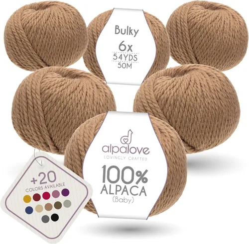 Miniatura 36 de Set de Lana Abultada (6 x 50 g) Súper Suave de Alpaca Bebé para Tejer Antracita 300 Metros