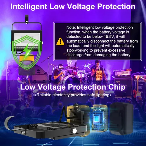 Miniatura 6 de Luces LED negras inalámbricas compatibles con batería Dewalt de 20 V, luces negras portátiles con protección de bajo voltaje, luz de inundación