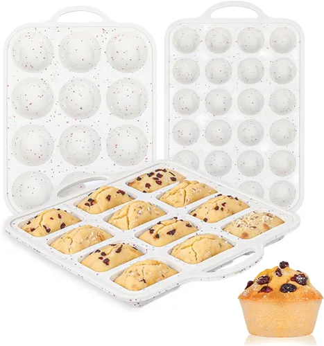 Miniatura 10 de CAKETIME Molde de silicona para magdalenas - Molde para magdalenas, molde mini para pan de silicona, moldes de silicona para hornear de grado Azul