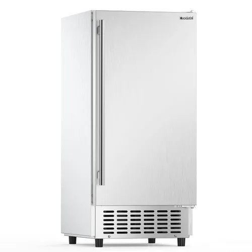 Coolski Máquina de hielo comercial debajo del mostrador de 15 pulgadas de ancho, 130 libras/día de limpieza automática, almacenamiento de 30 libras,