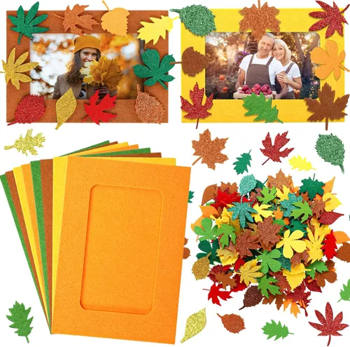 Ferraycle 232 marcos de fotos de Acción de Gracias, kit de manualidades, marcos de fotos de fieltro de otoño con hojas, manualidades de cosecha de
