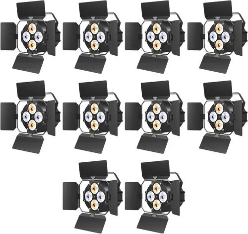 Miniatura 11 de Luces de escenario con puertas de granero, luces LED par con focos COB blancos cálidos y fríos, luz de par profesional con activación por sonido