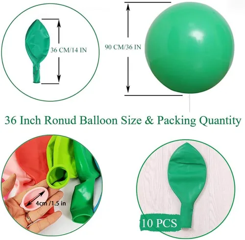Miniatura 2 de IN-JOOYAA Globos redondos grandes de 36 pulgadas, paquete de 5 globos de látex gigantes de color rosa intenso para decoraciones de fiestas Amarillo