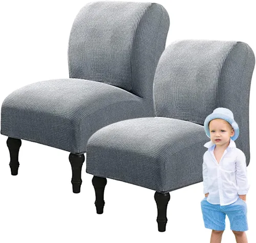 Miniatura 43 de Fundas elásticas para silla sin brazos, extraíbles y lavables, de elastano jacquard sin reposabrazos, protector de muebles para sala de estar, Verde