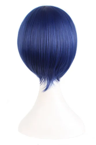 Miniatura 2 de MapofBeauty - Peluca corta recta de 12 pulgadas/30 cm para cosplay, disfraz, fiesta (azul mezclado)