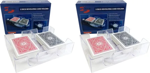 Miniatura 7 de Yuanhe Bandeja de cartas giratoria de 2 cubiertas, tarjetero