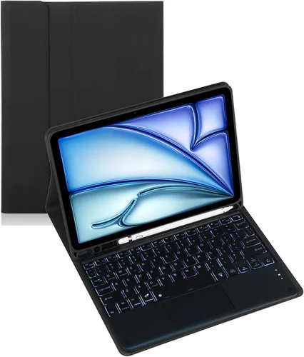 Miniatura 19 de Funda de teclado para tableta Samsung Galaxy Tab A8 X200/X205 de 10.5 pulgadas, cubierta protectora de teclado con soporte multiángulo, borde de Azul