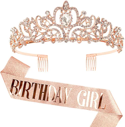 Miniatura 12 de COCIDE Juego de Banda y Tiara de Pedrería para Niña de Cumpleaños - Banda de Cumpleaños Plateada y Tiara para Mujeres - Accesorios para el Cabello