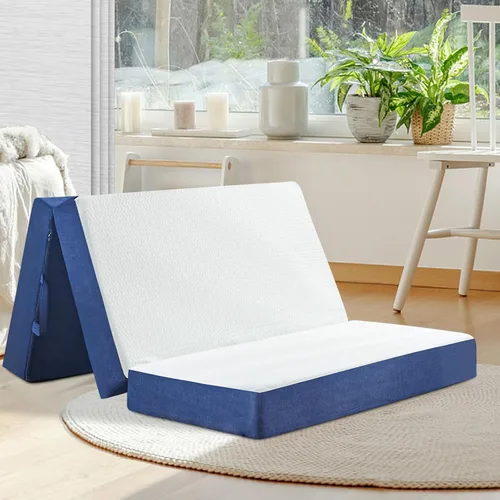 Miniatura 15 de Colchón Plegable Tamaño Individual, Espuma Viscoelástica de 6 Pulgadas Tri Portátil Trifold Colchón Topper Individual con Funda Transpirable
