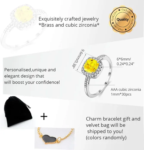 Miniatura 6 de Uloveido Anillos de compromiso cuadrados de cristal CZ de las mujeres mejores anillos de promesa anillos de boda para las mujeres KR002