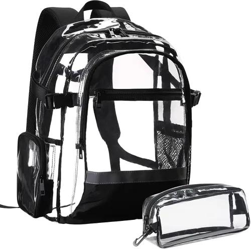 Miniatura 2 de BORMELUN Mochila transparente resistente – Mochila transparente para estadio escolar para niños, niñas, hombres y mujeres (negro 3)