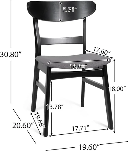 Miniatura 2 de Christopher Knight Home Idalia Silla de comedor, 19.6 pulgadas de ancho x 20.6 pulgadas de profundidad x 30.8 pulgadas de alto, gris oscuro + negro