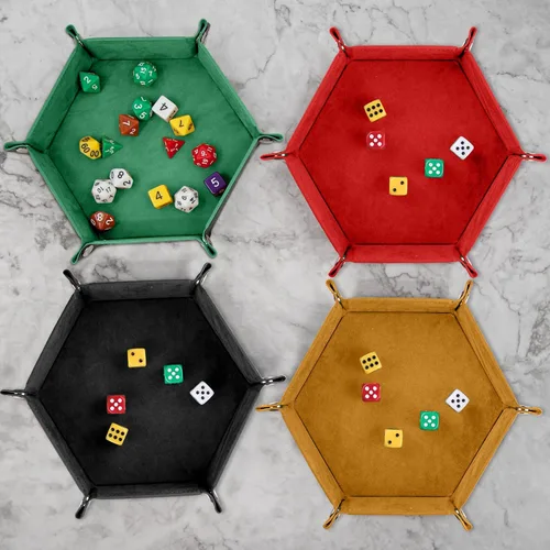 Miniatura 6 de SIQUK 6 bandejas de dados hexagonales para dados plegables, de piel sintética, para juegos de dados como RPG, DND y otros juegos de mesa