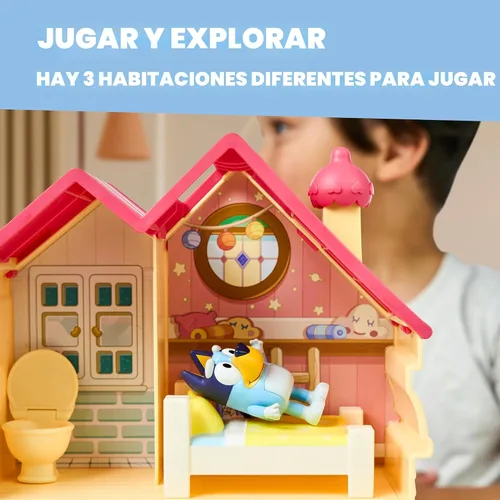 Miniatura 4 de Mini Casa de Juegos con Figura de 2.5" y 5 Accesorios, Juguetes de Casa de Juegos de 3 Habitaciones con Asa de Transporte, Juguete de Viaje Compacto