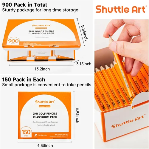 Miniatura 2 de Shuttle Art Paquete de 900 lápices de golf HB #2, mini lápices de madera de 3.5 pulgadas a granel, lápiz pequeño preafilado para niños profesores