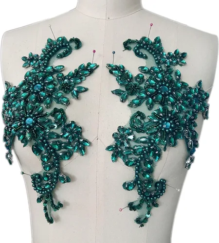 Miniatura 10 de Disfraces de costura, parches y apliques de encaje, adorno de decoración de pecho con cristales acrílicos de cristal, diamantes de imitación