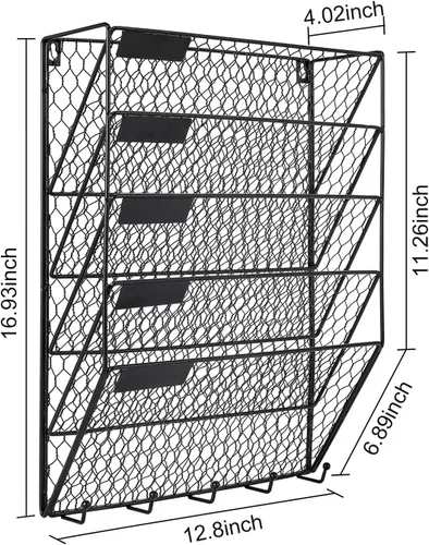 Miniatura 4 de Soporte de pared PAG para archivos, organizador de correo, metal, alambre de gallinero, soporte para pared, 3 niveles