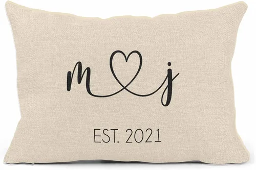 Miniatura 11 de Girls Love A Monogram Almohadas de boda para parejas, almohada personalizada única con nombres, regalo de inauguración de la casa (diseño 1)