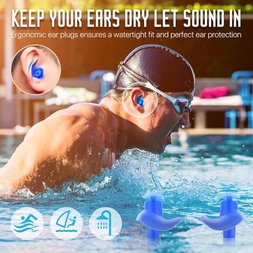 Hearprotek Tapones para los oídos para nadar, 3 pares de tapones para los oídos de natación para adultos, impermeables, cómodos, reutilizables, de