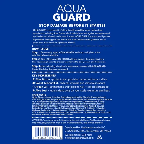 Miniatura 8 de AQUA GUARD Protector de pelo pre natación No más pelo de nadar Evita los daños por cloro + Suaviza el cabello mientras nadas Fabricado