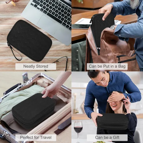 Miniatura 7 de FYY Organizador electrónico, organizador de cables de viaje, bolsa organizadora de cables electrónicos, funda de transporte, portátil, impermeable
