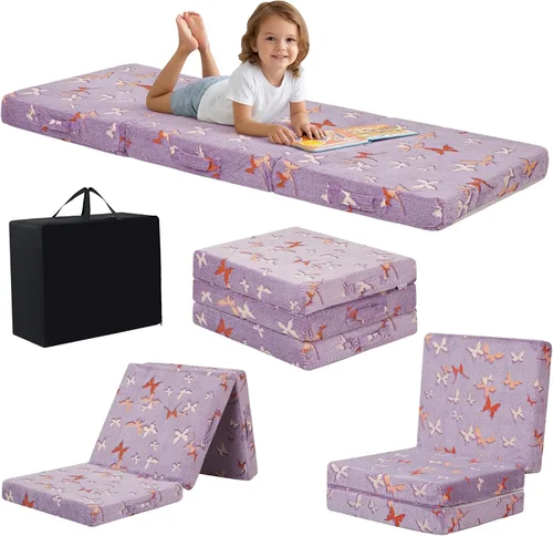 Miniatura 24 de MeMoreCool Colchón de suelo plegable para niños, Glow de 57x22 pulgadas, colchoneta para dormir y guardería para niños pequeños, futón plegable