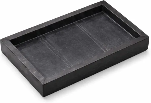 Bandeja de mármol negro natural para baño, cocina, tocador, escritorio, organizador de piedra para mesa auxiliar, tocador, mesita de noche, velas,