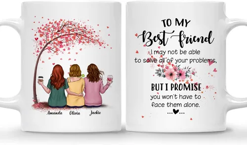 Miniatura 8 de Gossby - Taza de café personalizada para mujer, 2 unidades, con nombres personalizados Taza personalizada para dos mujeres, taza de café